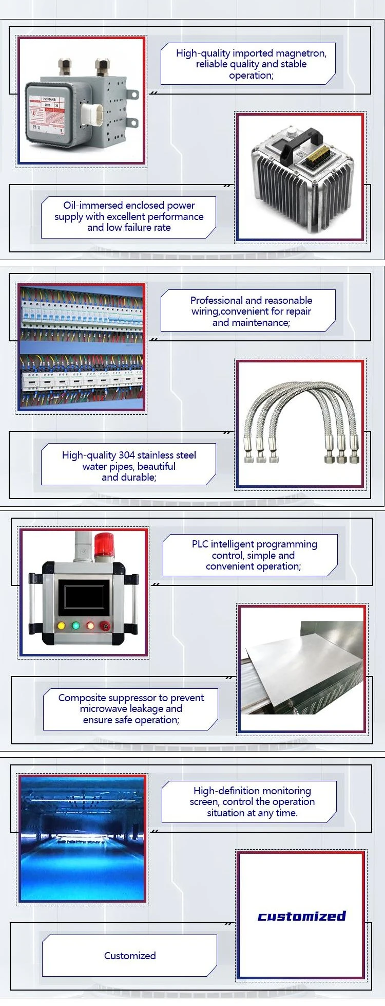 CE Automatic PLC Industrial Continuous Tunnel Conveyor Belt Food Nut Condiments Spices Tea Leaves Drying Sterilization Microwave Oven Dryer Machine