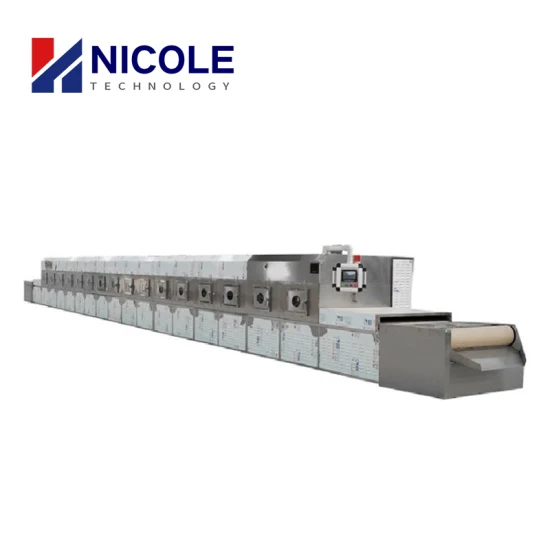 CE Automatic PLC Industrial Continuous Tunnel Conveyor Belt Food Nut Condiments Spices Tea Leaves Drying Sterilization Microwave Oven Dryer Machine